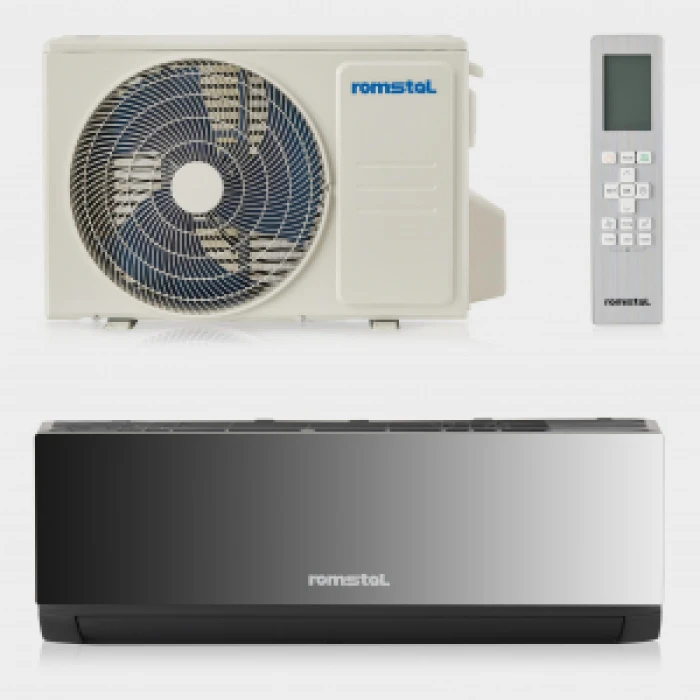 Инверторен климатик Romstal Midea ECOVENT 500, Черен, 12000 BTU, R32, Wi-Fi, Клас А+++